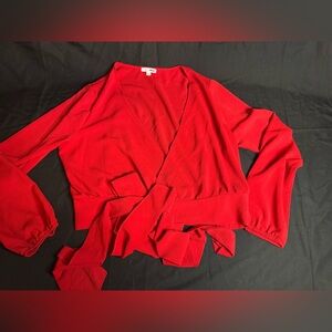 Fashion Nova Red Wrap Sweater